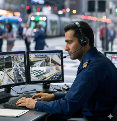 CCTV technician installing camera